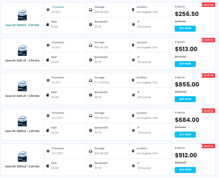 Their pricing and resources for a Six-month plan: Save up to 5%